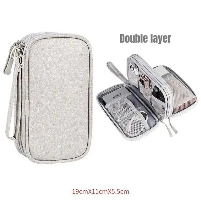 NEW Travel Organizer Bag Cable Storage Organizers Pouch Carry Case Portable Waterproof Double Layers Storage Bags Cable Cord