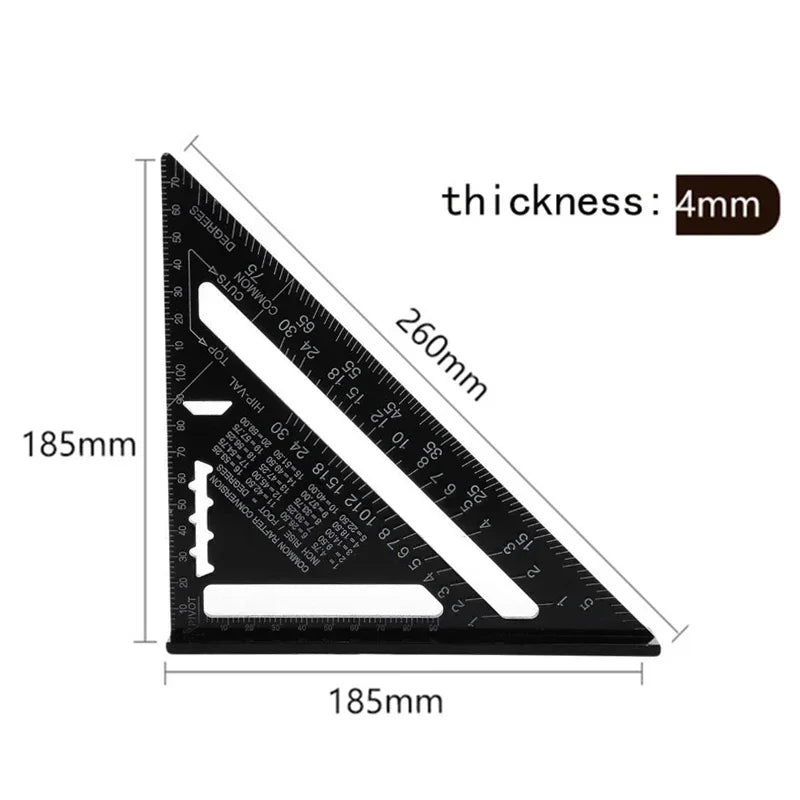 Aluminium Alloy Triangle Ruler Gauge Precision Woodworking Measuring Tools 7 Inch Metric 12 Inch Metric Triangle Ruler