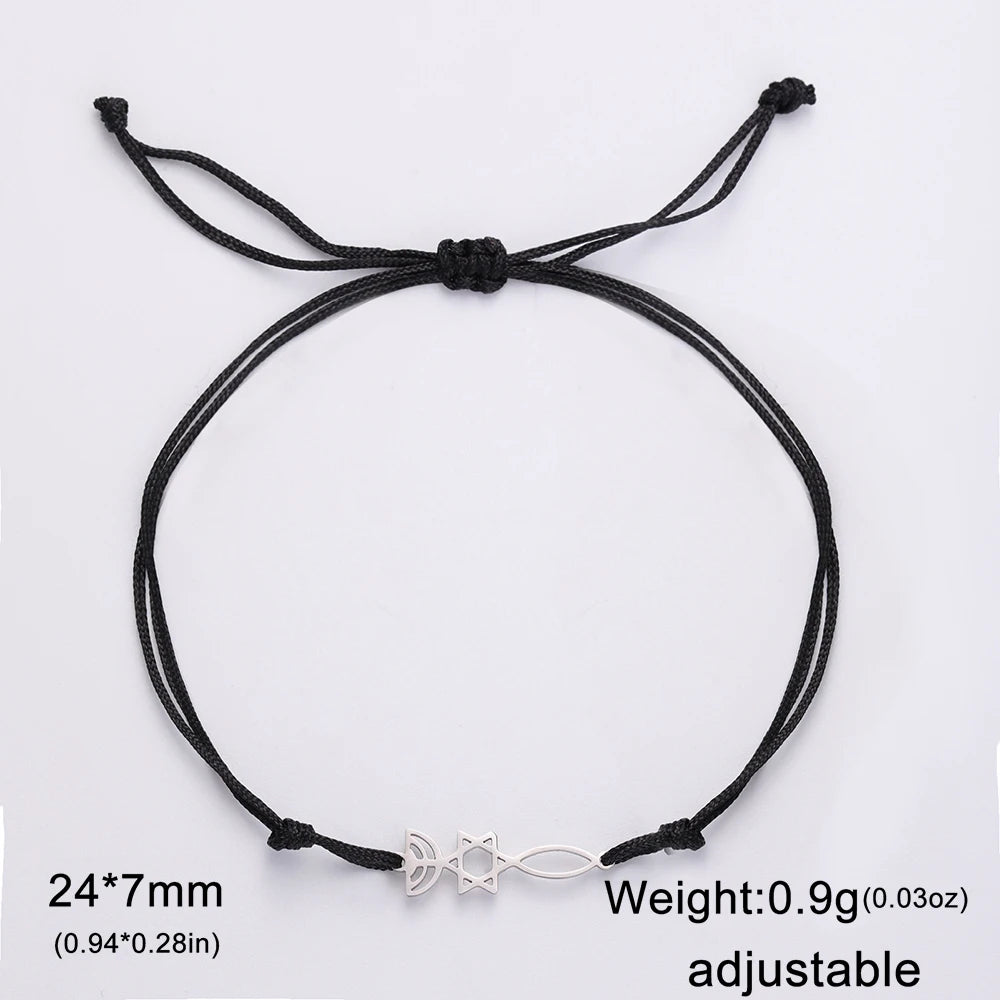 Dawapara Messianic Seal of Jerusalem Bracelet Jewish Star of David Menorah Religious Judaism Hanukkah Gifts Stainless Steel