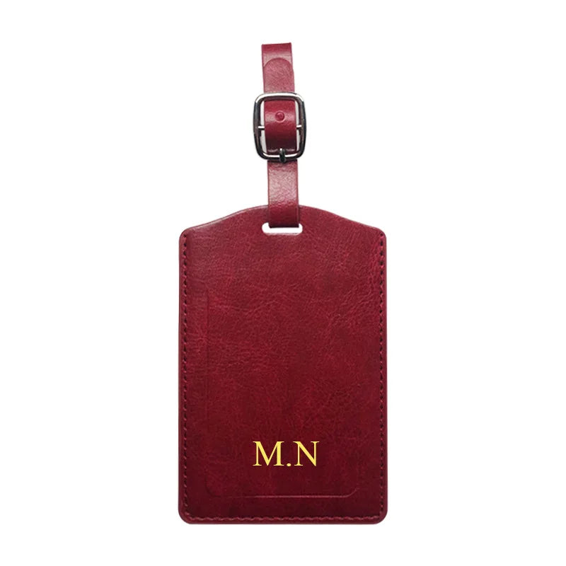 Vegan Leather Luggage Tags Vintage Style PU Baggage Bag Label Name Tage Personalized Custom Initials Name Wedding Gift