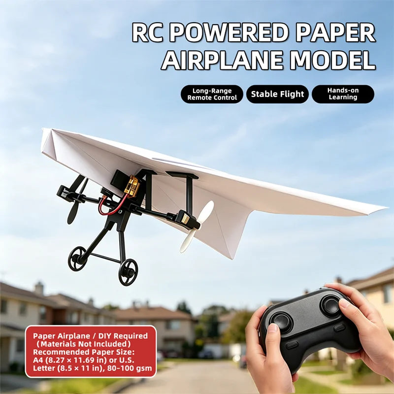 RC Paper Airplane Electric Power Kit Diy Foldable Long Range Stable Flight Ultra Lightweight Remote Control Plane Outdoor Toy