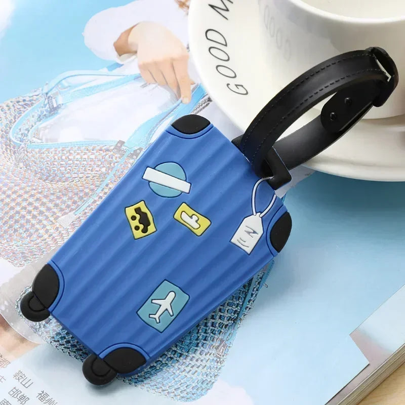 1PCS Colors Luggage Tags Backpack Bags Suitcase Name Tags Pendants Cute Cartoon Airplane Boarding Labels Travel Accessories
