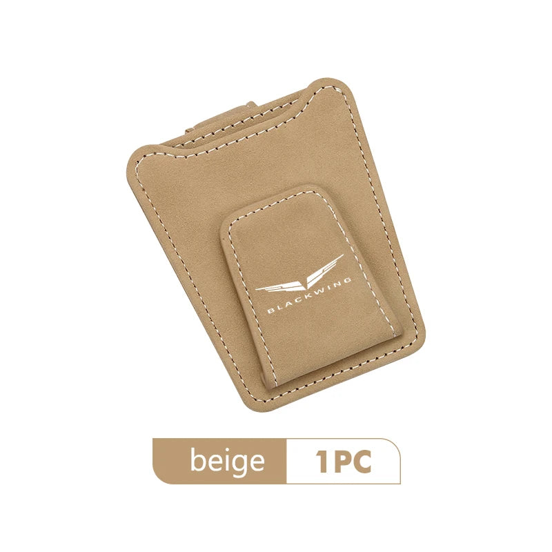Suede Car Logo Sun Visor Glasses Clip Ticket Card Storage Clamp For Cadillac CT5-V XT4 CT4 XT5 CT5 XT6 CT6 Escalade Seville