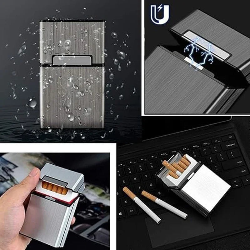 Fashion Magnetic Flip-top Cigarette Case -Hold 20 Cigarettes, Moisture-proof ,Dust-proof - Portable Metal Cigarette Case.