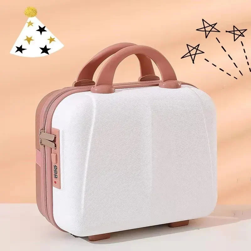 2025 New 14 inch Hard Shell Waterproof Shockproof Portable Mini Suitcase Password Lock Storage Cosmetic Bag Carry-on Luggage