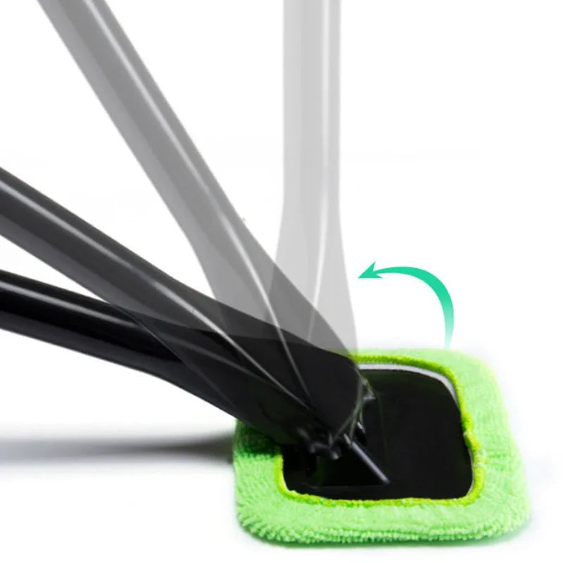 Car cleaning set (1 handle + 4 replacement cloths), windshield cleaning tool, reusable cloth pad, for cleaning dust and stains