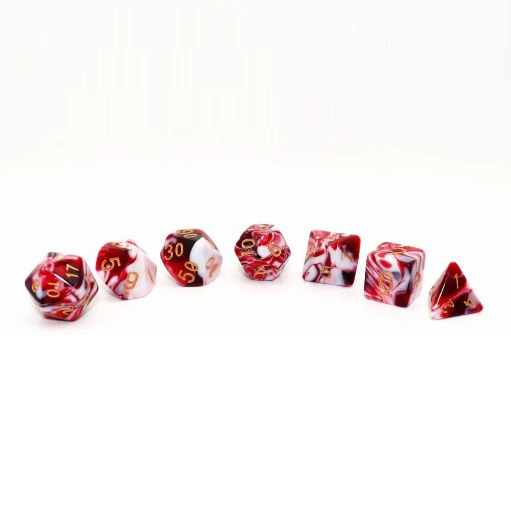7pcs Polyhedral Dice Set Double-Colors Red White Digital Dice  D4 D6 D8 D10 D% D12 D20 Family Party Game Dice
