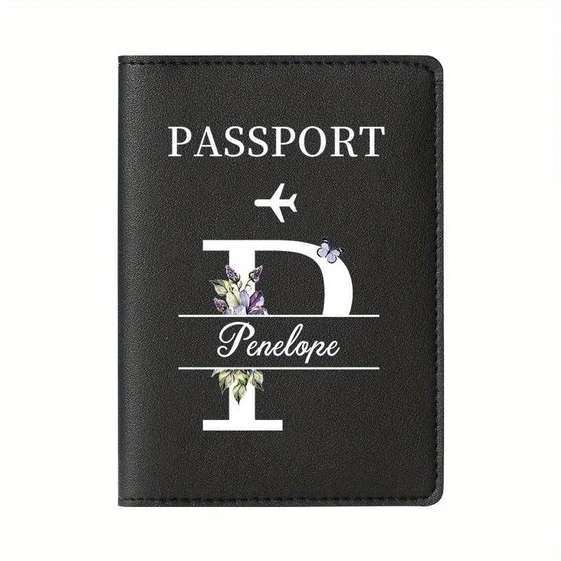 Personalized Custom Black Passport Holder with Custom Name - 26 Letters and Surname. Fashionable Foldable Travel Accessory