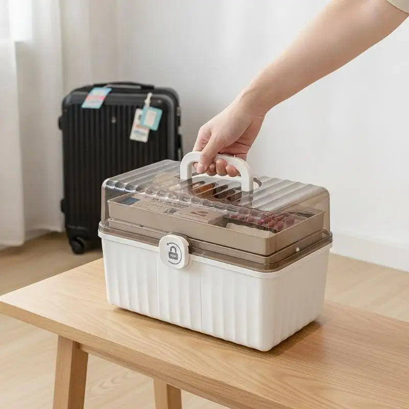 3 Tier Foldable Medicine Organizer With Multiple Compartments Perfect For Home Daily Medication First Aid Storage