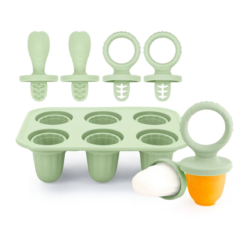 4/6 Cavity New Baby Teething Ice Cream Stick Mold Perfect for Freezing Milk Homemade Popsicles Summer Kitchen DIY Ice Cream Mold