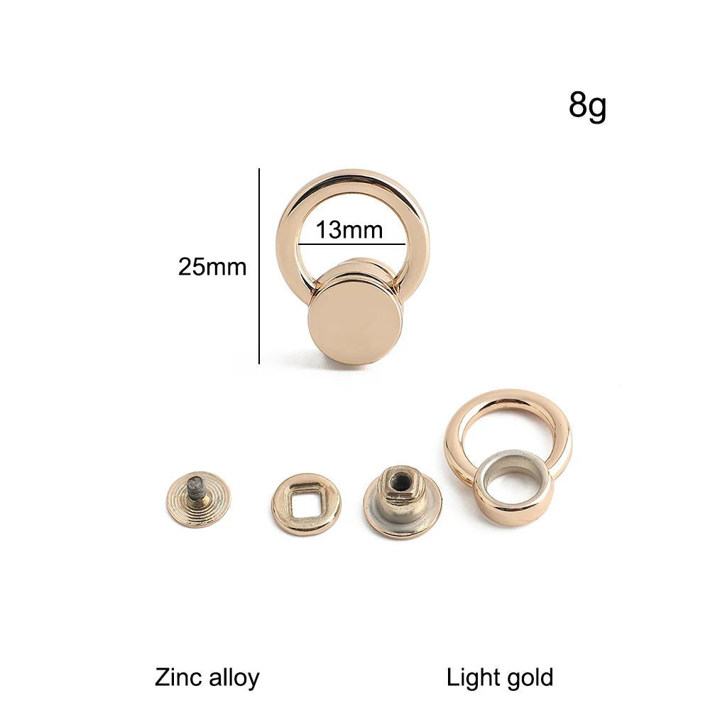10/40/100PCS Metal O Ring Stud Rivet Screwback Bag Side Edge Anchor Buckles With Screws For Purse Handbag Belt DIY Accessories