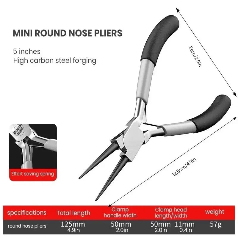 Mini Pointed Flat Mouth Extended Needle Nose Pliers Set with Oblique Tip for Wire Binding and Jewelry Making Tools