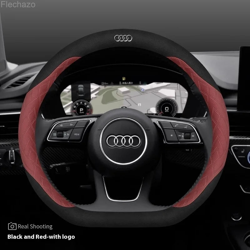 Car Steering Wheel Cover For Audi ABT A1 A2 A3 A4 A5 A6 A7 A8 Q2 Q3 Q4 Q5 Q7 Q8 TT RS3 RS4 RS5 RS6 RS7 S3 S4 S5 S6 S7 S8 S line