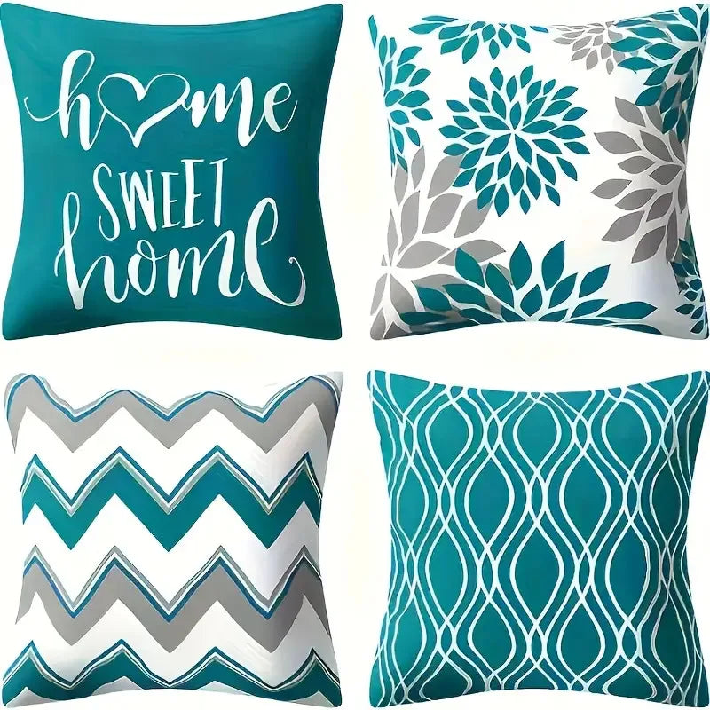 4-piece set of modern single-sided pillow covers with a machine-washablesuitable for bedrooms sofas,offices, and all room types.