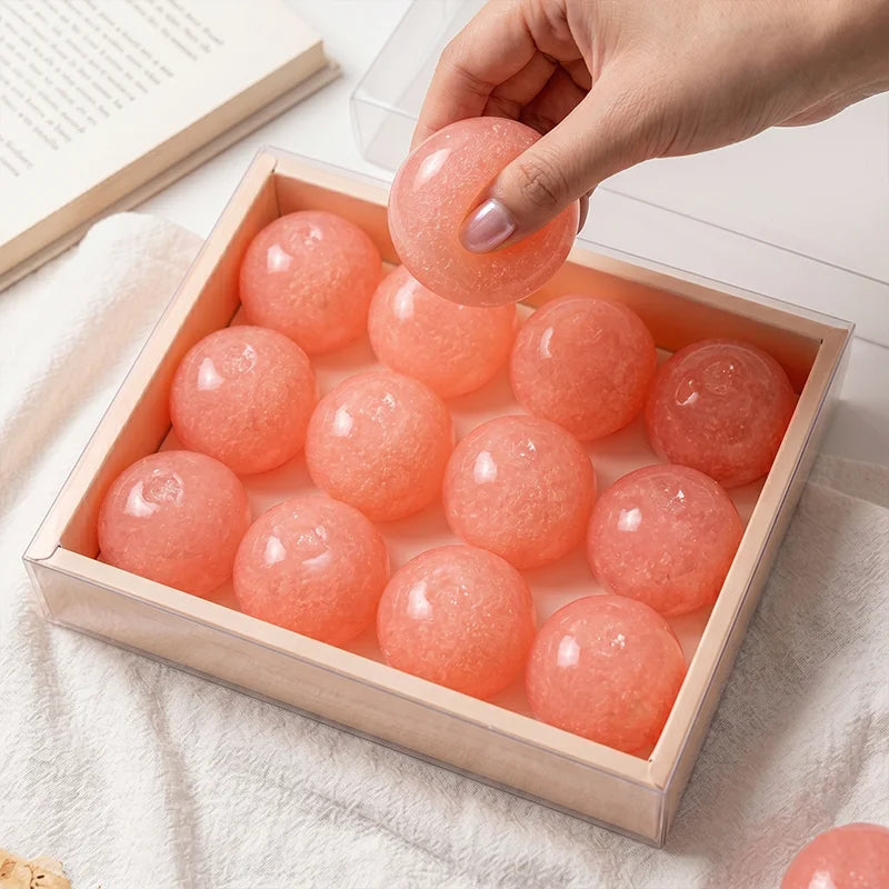Handmade Peach Slushie Squishy Stress Ball Slow Rising Fidget Stress Ball Clear Jelly Sensory Ball Soft Stress Relief Toy