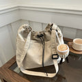 Stylish Drawstring Canvas Shoulder Bag with Adjustable Strap Pendant, Lightweight Casual Bucket Bags for Everyday Crossbody Bag
