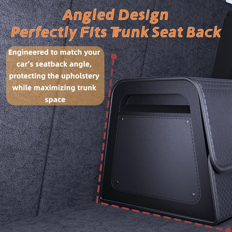 Car Trunk Organizer with 4-Point Magnetic Closure – PU Leather, Reinforced ABS Frame, Fits SUV, Sedan, and Home Use