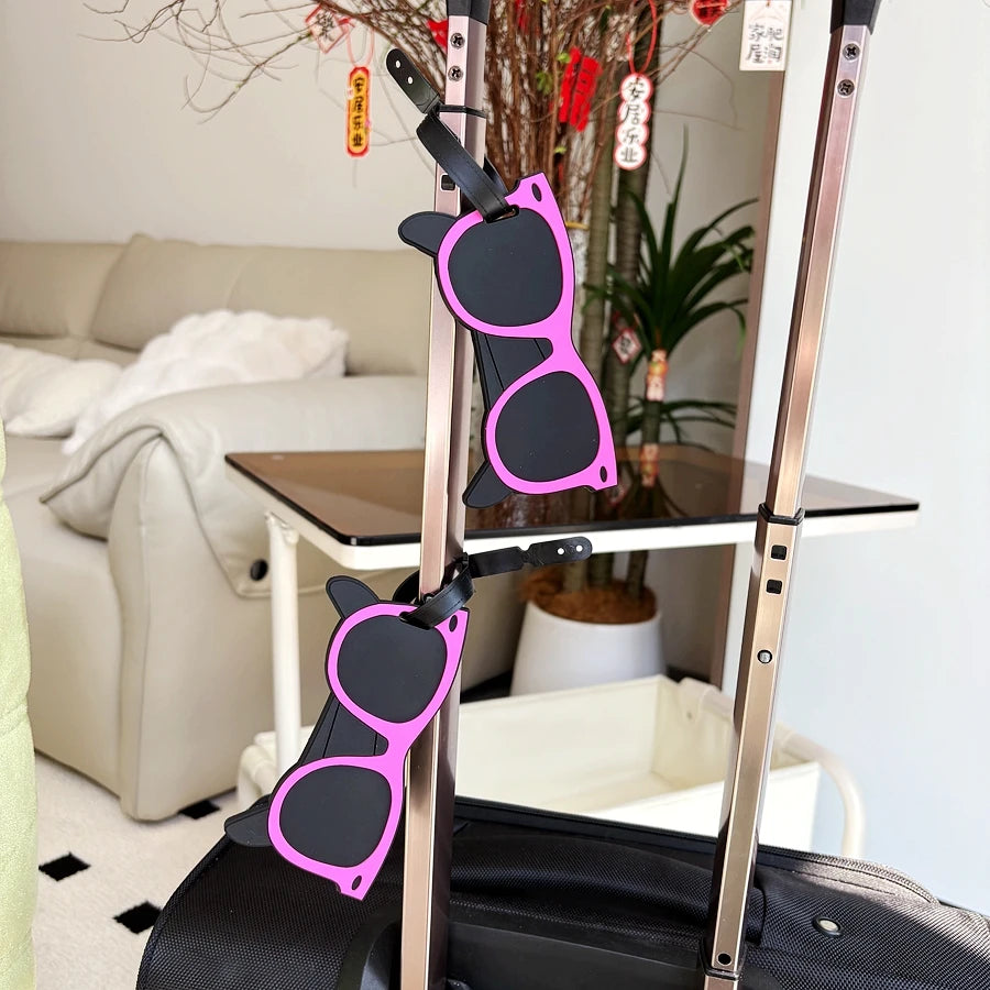 1/2pcs pink vacation sunglasses pendant airport luggage anti loss ID tag essential for business travel luggage name tag unisex