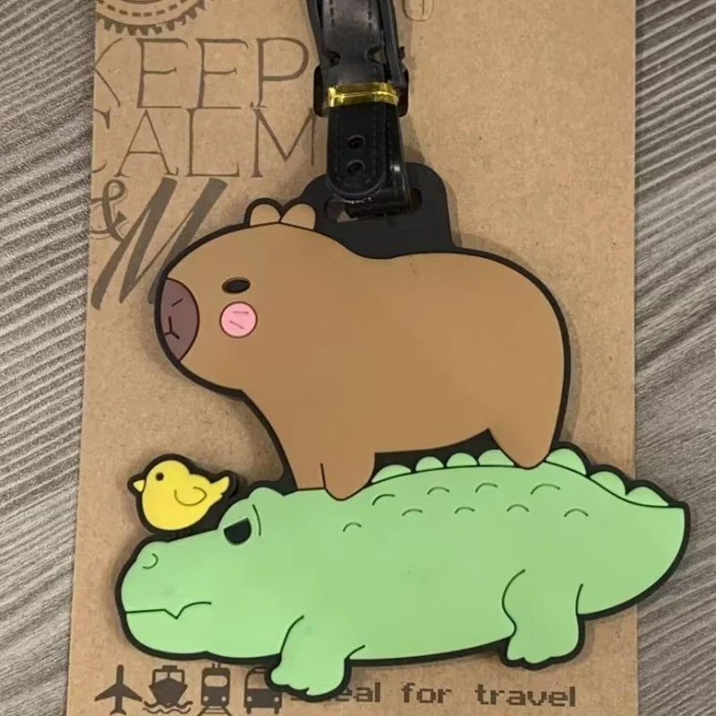 Travel Accessories Luggage Tag Cartoon Capybara PVC Suitcase ID Addres Holder Baggage Boarding Tags Portable Label
