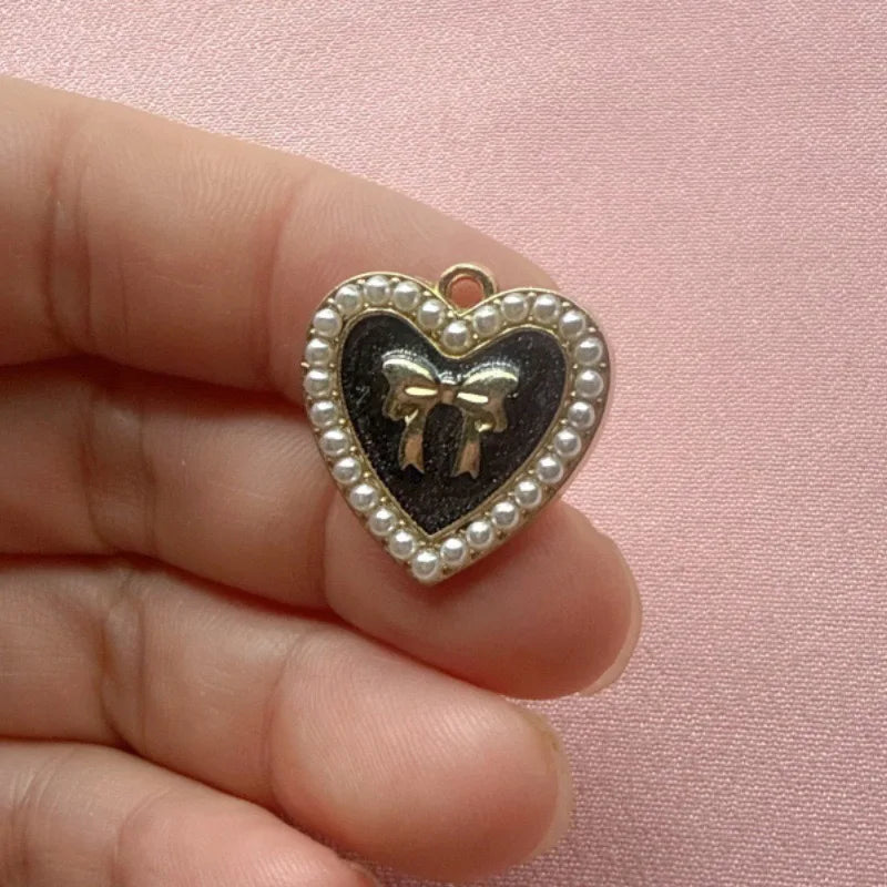 10pcs Small Fragrant Wind Love Peach Heart Butterfly Knot DIY Jewelry Accessories Alloy Pendant Bag Decoration Pendant Accessori