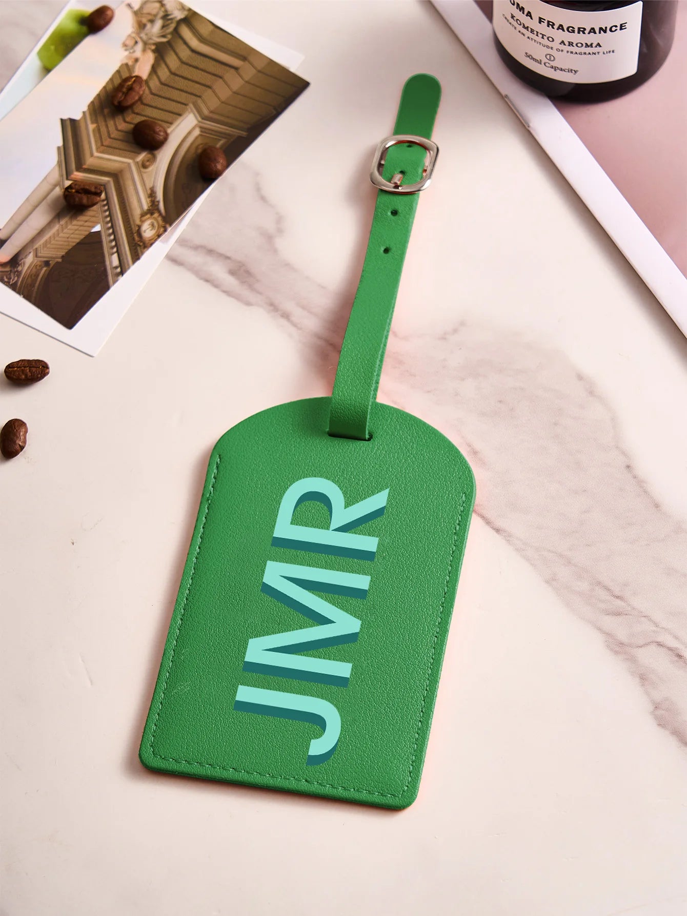Personalized Initial Luggage Tag Custom Letter PU Leather Travel Bag Tag UV Printed Suitcase ID Label Travel Gift for Women Men