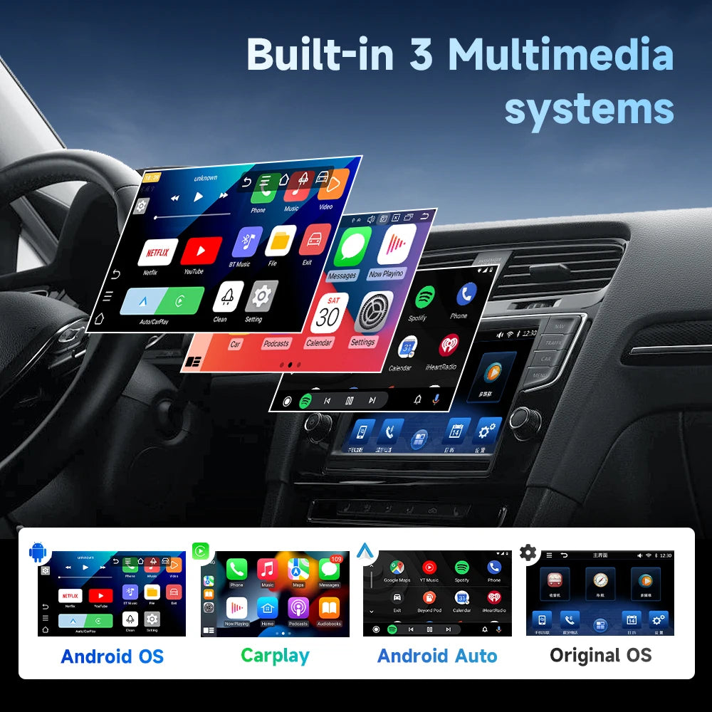 3-in-1 car video box wireless CarPlay Android automatic adapter Android TV box on Youtube Nexflit intelligent car intelligent sy