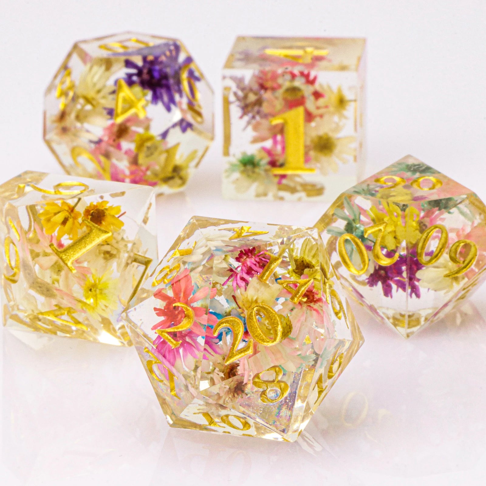 DnD Handmade Resin Dice, Polyhedral Dice Set for Dungeons and Dragons, D and D Dice, Sharp Edged Resin D&D Dice, D20 Dice