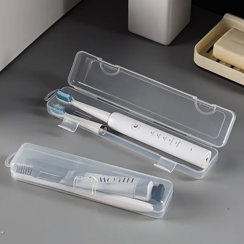 1 piece transparent portable toothbrush and toothpaste storage box, leak-proof travel toothbrush holder
