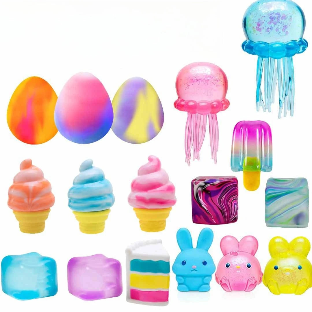 100+Pcs Sensory Squishy Blind Box Series, Random Cute Slow Rise Toy, Collectible Stress Ball Fidget Surprise Gift