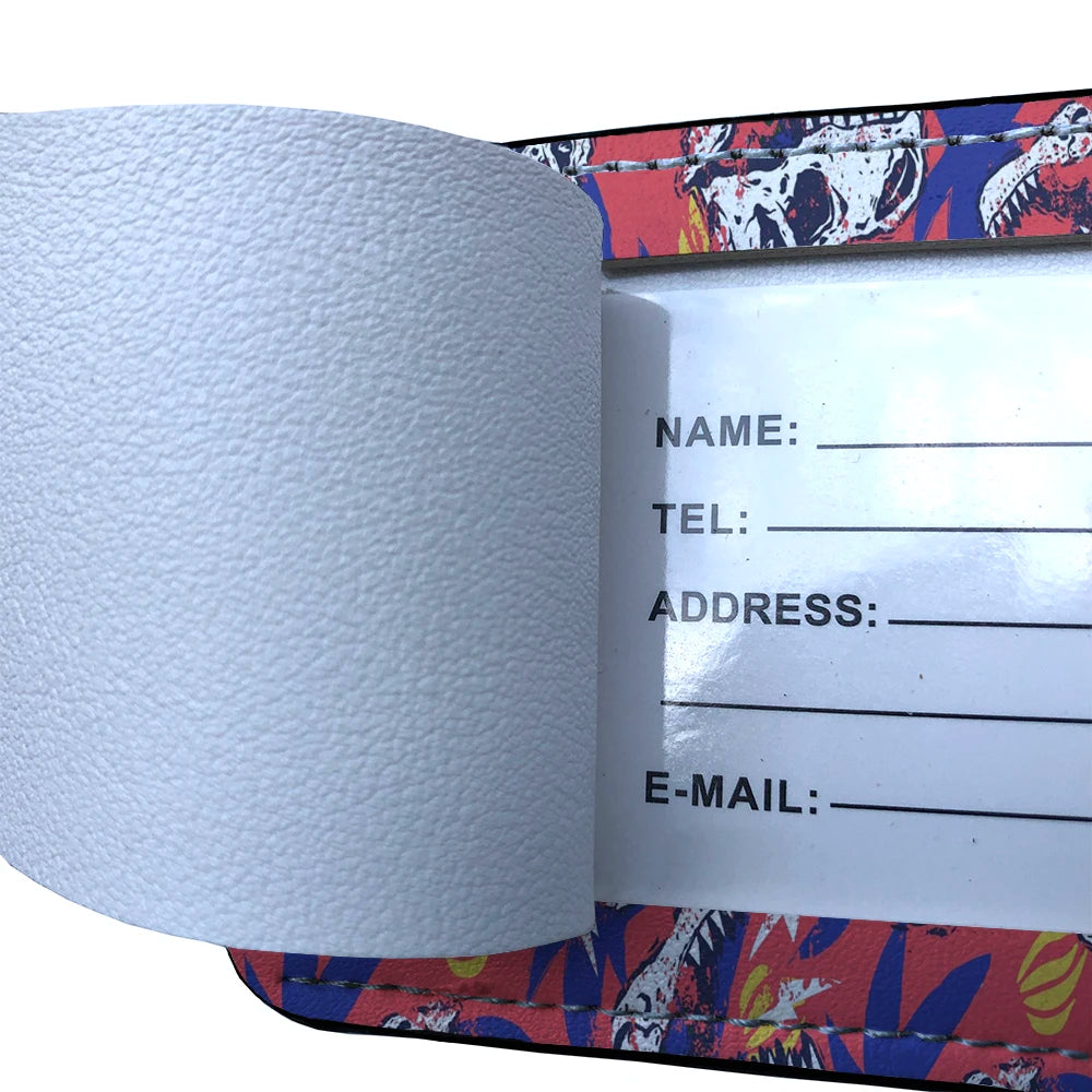 HOT AnimalsDinosaur Team Leather Business Luggage Tag Suitcase Address Label Luggage Boarding Case Label Name ID Address Clip