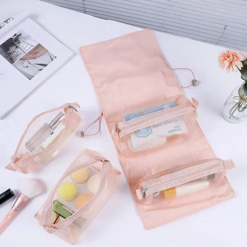 4 in 1 Detachable Makeup Bag Multifunctional Foldable Travel Cosmetic Bag Portable Wash Storage Bag for Women