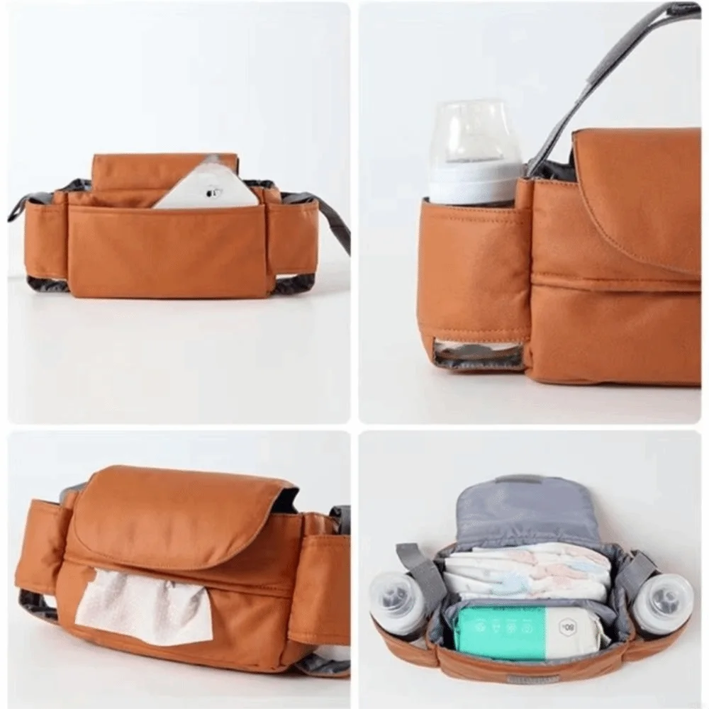 Large Capacity Baby Pram Organizer Detachable Design Insulated Pocket Travel Diaper Bag Solid Color wirh Tissue Bag