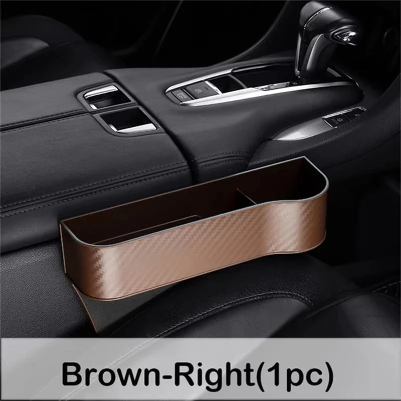 Carbon Fiber Car Seat Gap Organizer, Multifunctional Console Side Storage Box for Phone & Accessories