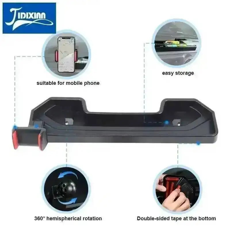 JIDIXIAN for Jeep Wrangler JL 4Xe for Gladiator JT 2018 2019 2020 2021 2022 2023 2024 2025 Dashboard Phone Holder Storage Box