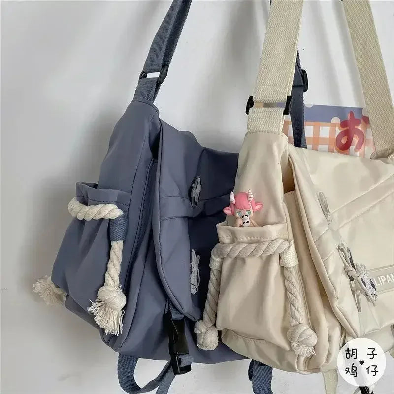 Hong Kong Style Bag Versatile Artistic Korean ForVersion Street Photography Shoulder Bag Messenger Bag Student Crossbody Bag