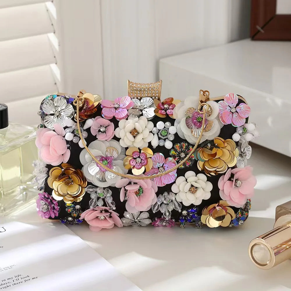 New High-end Flower Dinner Bridal Evening Bag Creative High-value Flower Princess Diana Bag Clutch Purses Bolsas De Fiesta Noche