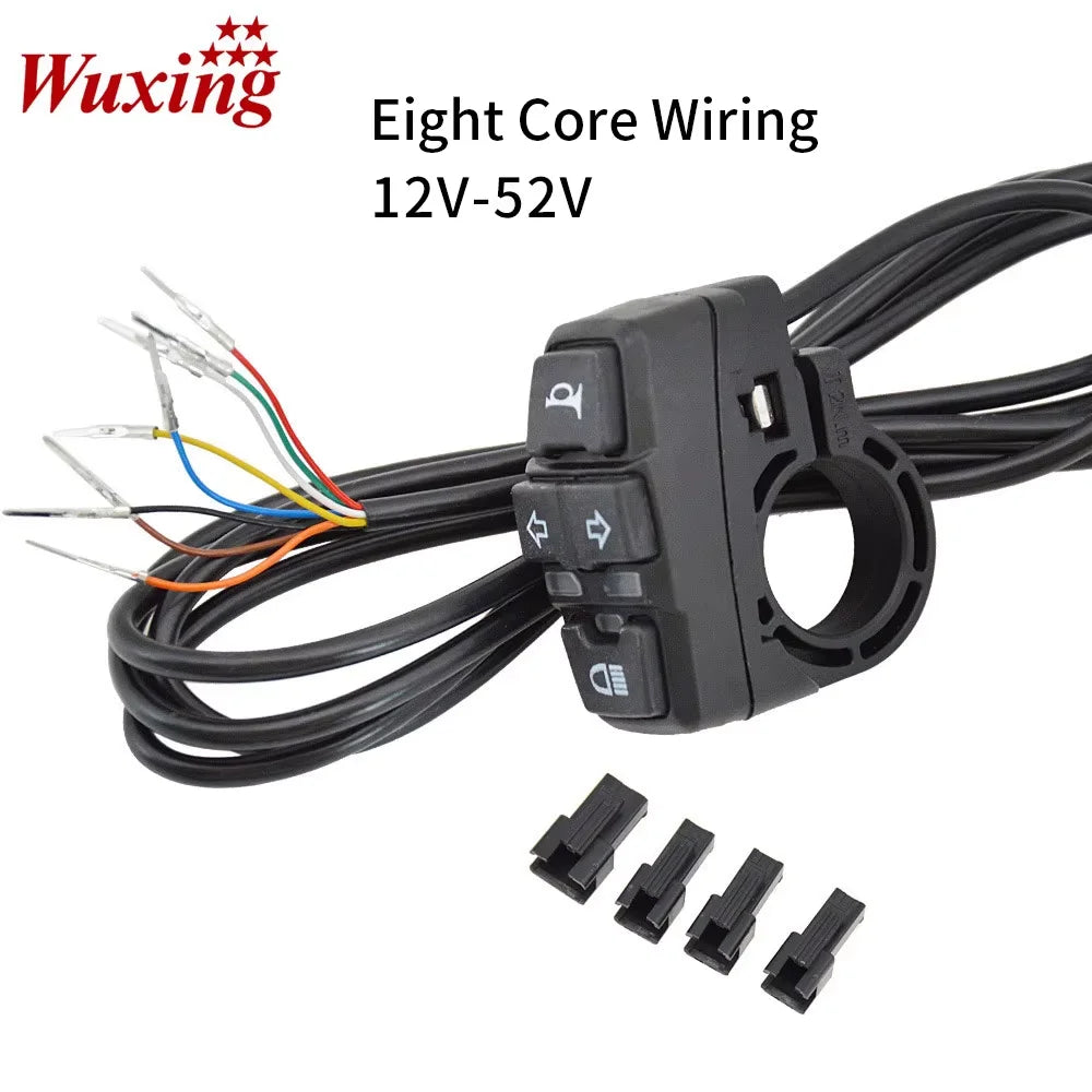 Wuxing KG-336-B 12V-52V Electric Bike Scooter Light Three-in-one Switch Frontlight+Horn+Turning Light Switch Diy Parts