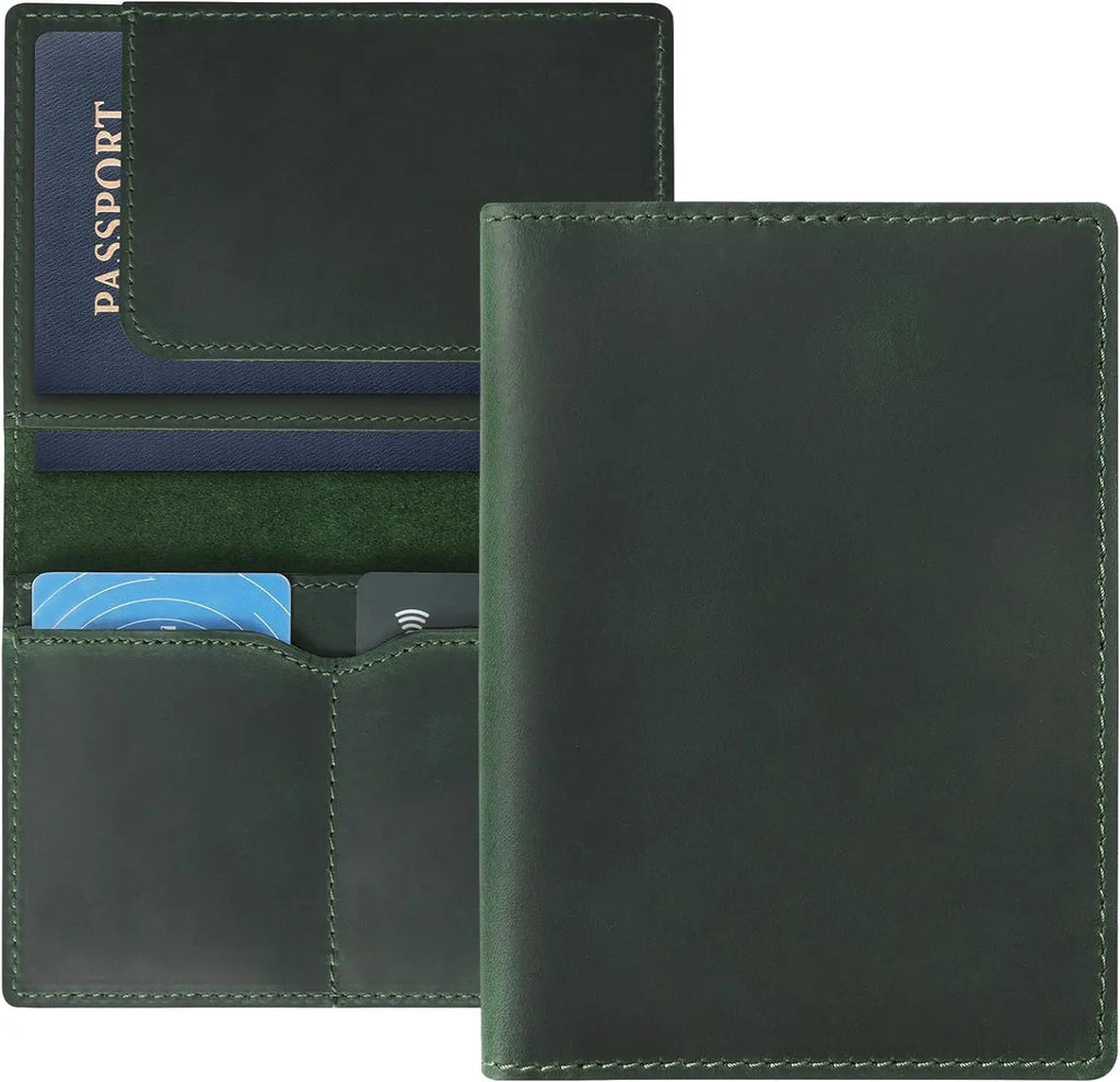 AIGUONIU Leather Passport Holder Travel Wallet Cover Case for Men and Women Leather Travel Documents Organizer Protector