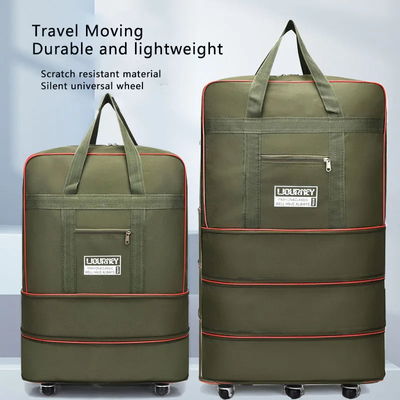Folding Travel Bag, Luggage Compartment, Swivel Wheel Storage Box, Large Capacity Telescopic Luggage Bag, Overnight Bag