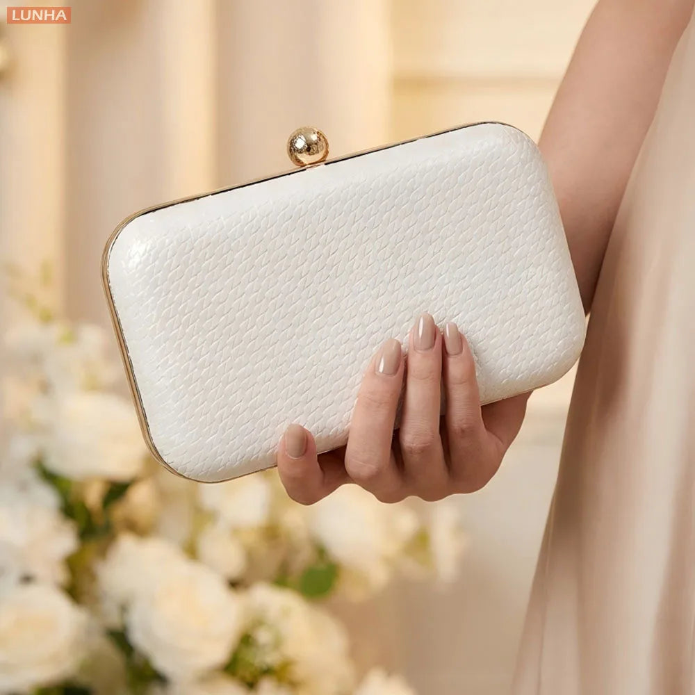 Evening Bags Vintage Metallic Box Bag Gold Silver Luxury Clutch Dinner Bag Hard Case Crossbody Purse for Party Wedding Gathering