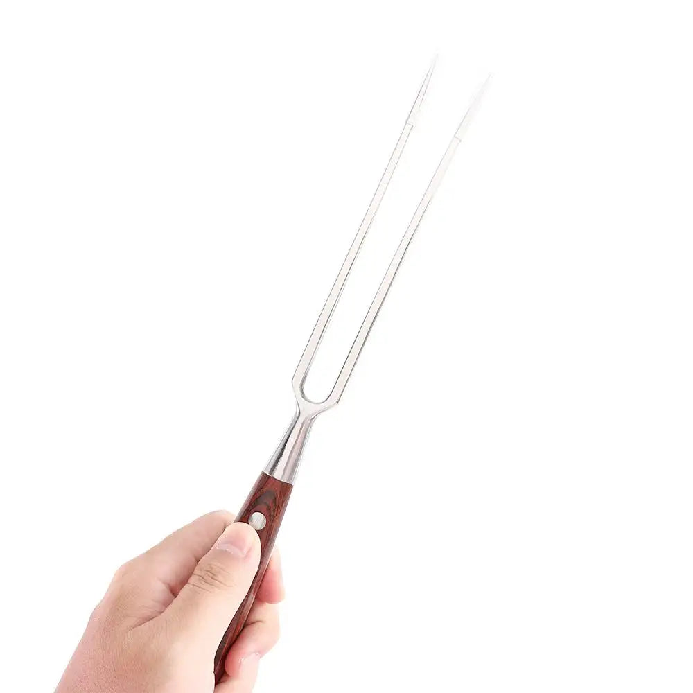 Portable Wooden Handle Grilling Picnic Cooking Fish BBQ Tool Barbecue Fork Meat Fork Kitchen Accessories