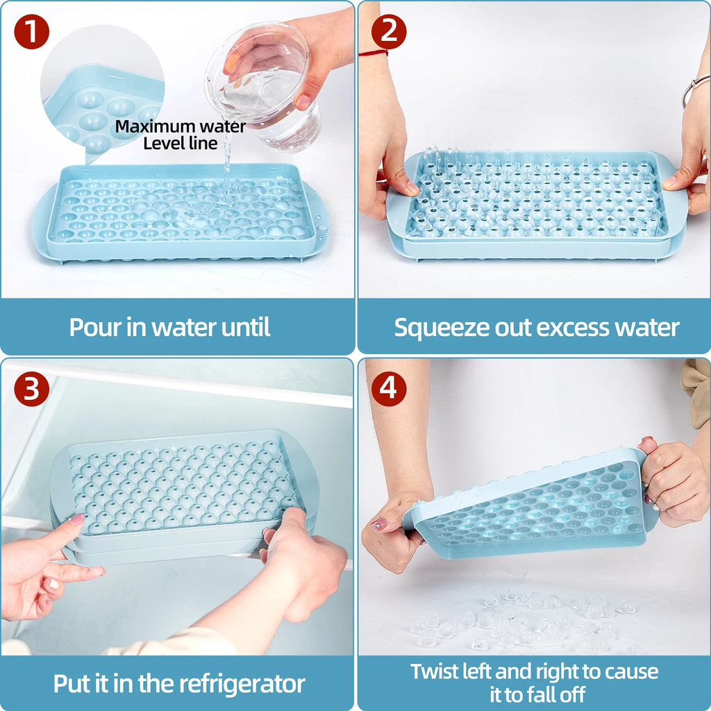 Mini Ice Cube Tray 104 Holes Round Ice Ball Mold Tiny Crushed for Chilling Bar Cocktail Whiskey Drink Coffee Juice Kitchen Tool