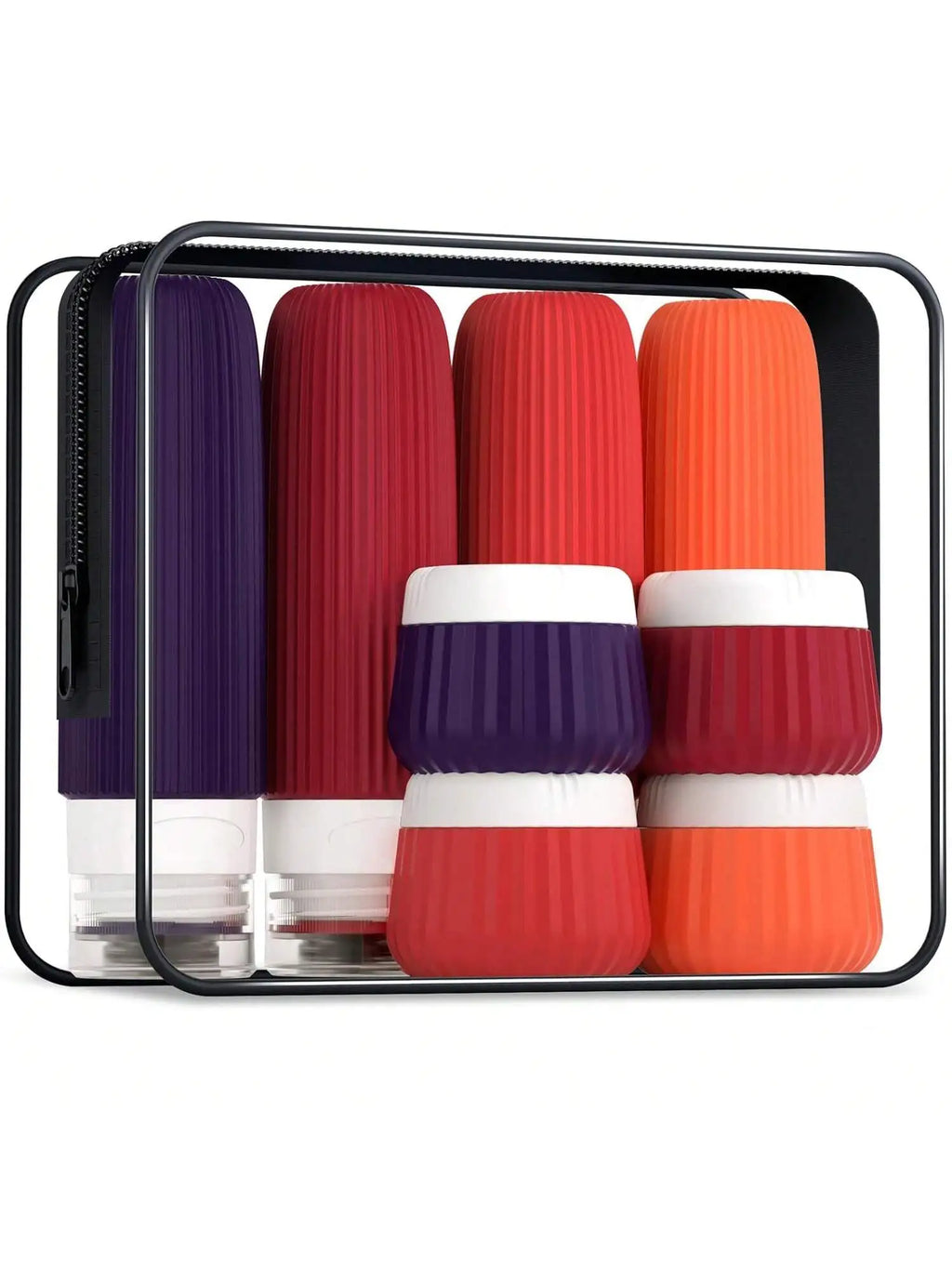 Travel Toiletry Bottles 【8Pcs】Set, 3 Ounces (about 85 Grams), Travel Toiletry Containers, Leak-Proof Squeezable Silicone Travel Essential Cream Jars. 【Travel】Seasonal and 【Ship and Plane】Travel Essentials