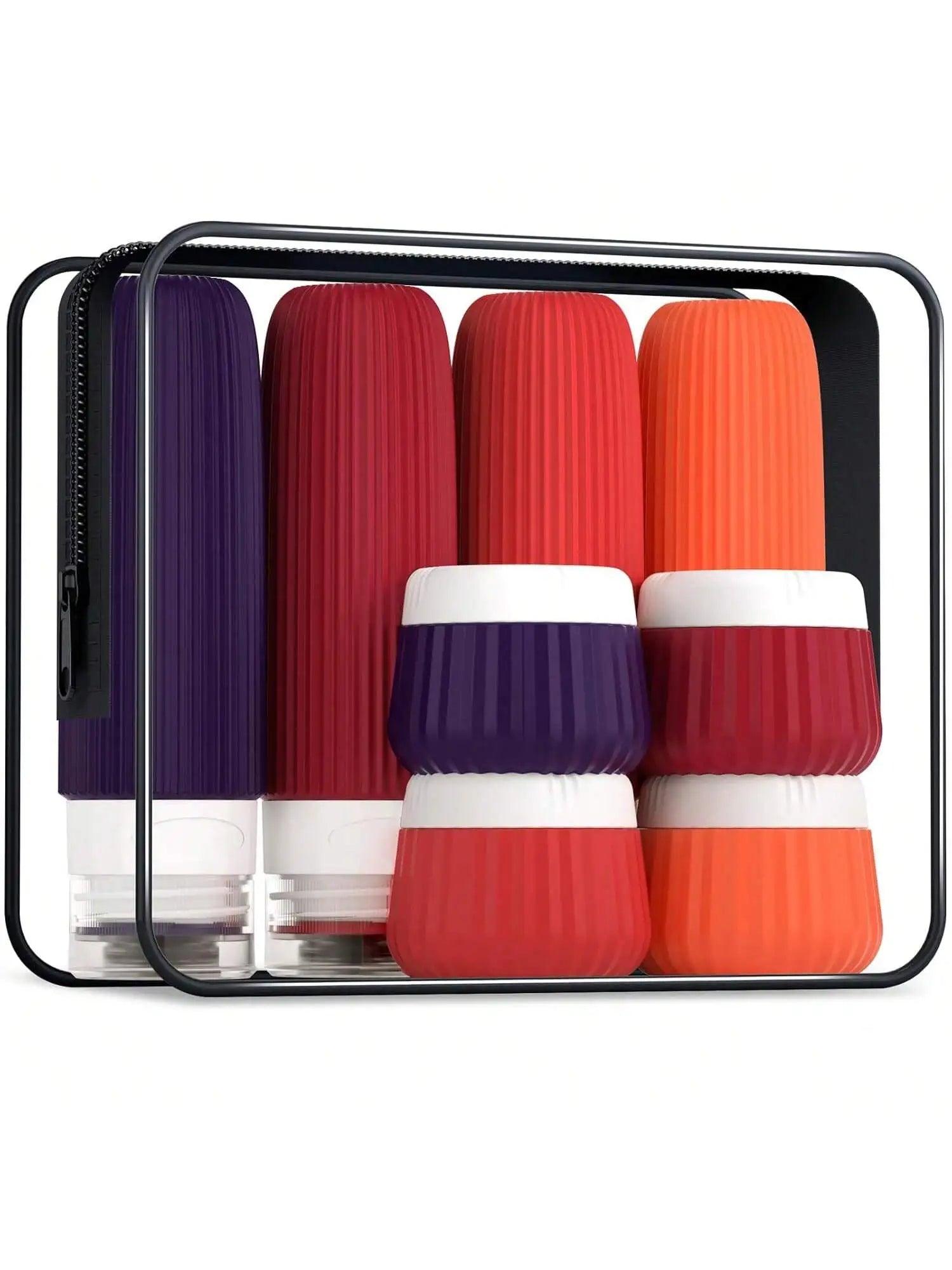 Travel Toiletry Bottles 【8Pcs】Set, 3 Ounces (about 85 Grams), Travel Toiletry Containers, Leak-Proof Squeezable Silicone Travel Essential Cream Jars. 【Travel】Seasonal and 【Ship and Plane】Travel Essentials
