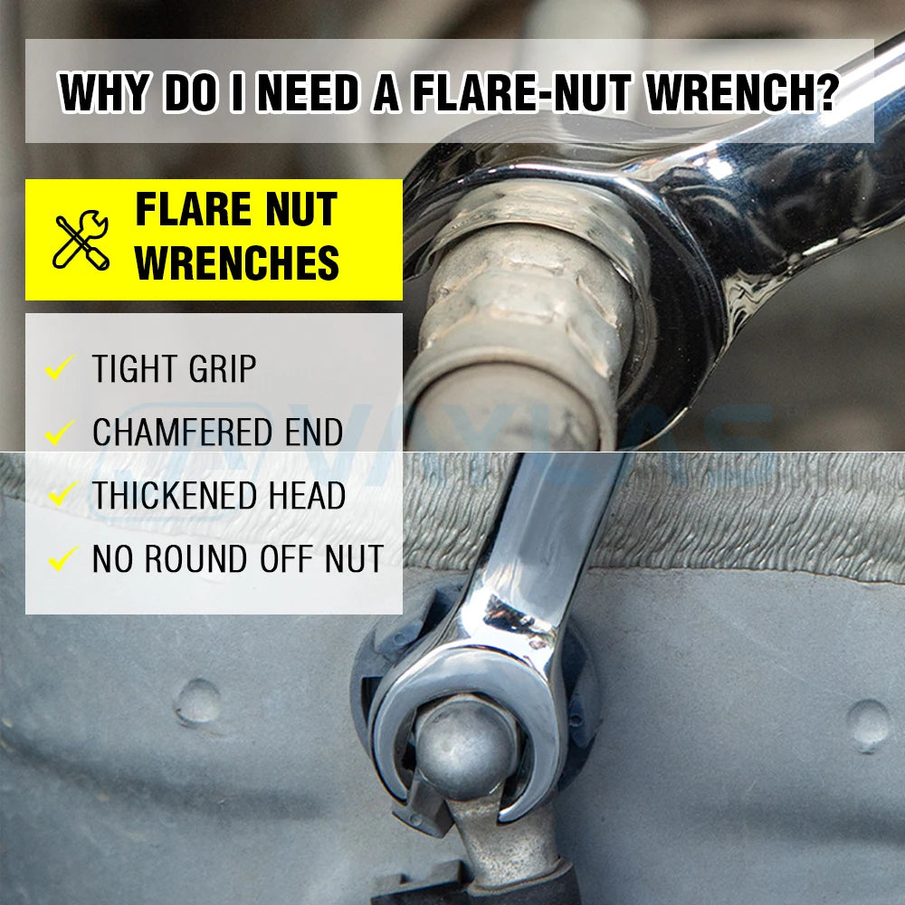 6-27mm Flare Nut Wrench Brake Line Wrench Key 15 degree Offset Double Open End Repair Remove Nuts on Fuel Tube in Tight Spaces