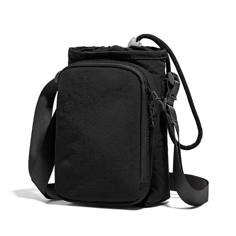 Drawstring Water Bottle Holder Crossbody Bag, Mini Shoulder Pouch, Portable Sling Bag with Phone Pocket for Daily Women Outdoor