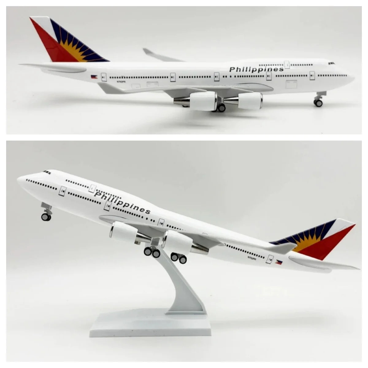 Airplane Scale 1:250 B747 Philippine Airlines Aircraft Model 30cm Resin Simulation Aircraft Toys Child Aviation Enthusiast Gift