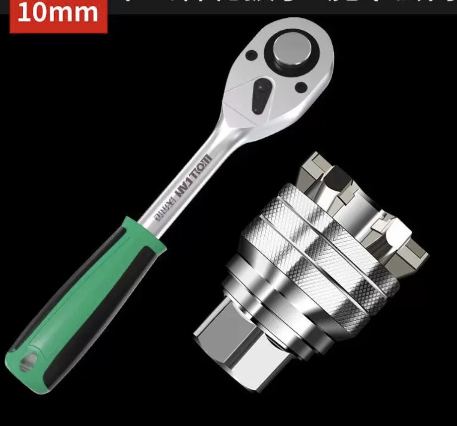1pc Universal Adjustable Magic Socket Wrench,10~19mm,Multifunctional Ratchet Wrench Head Spanner Sleeve,Repair Tools Accessory