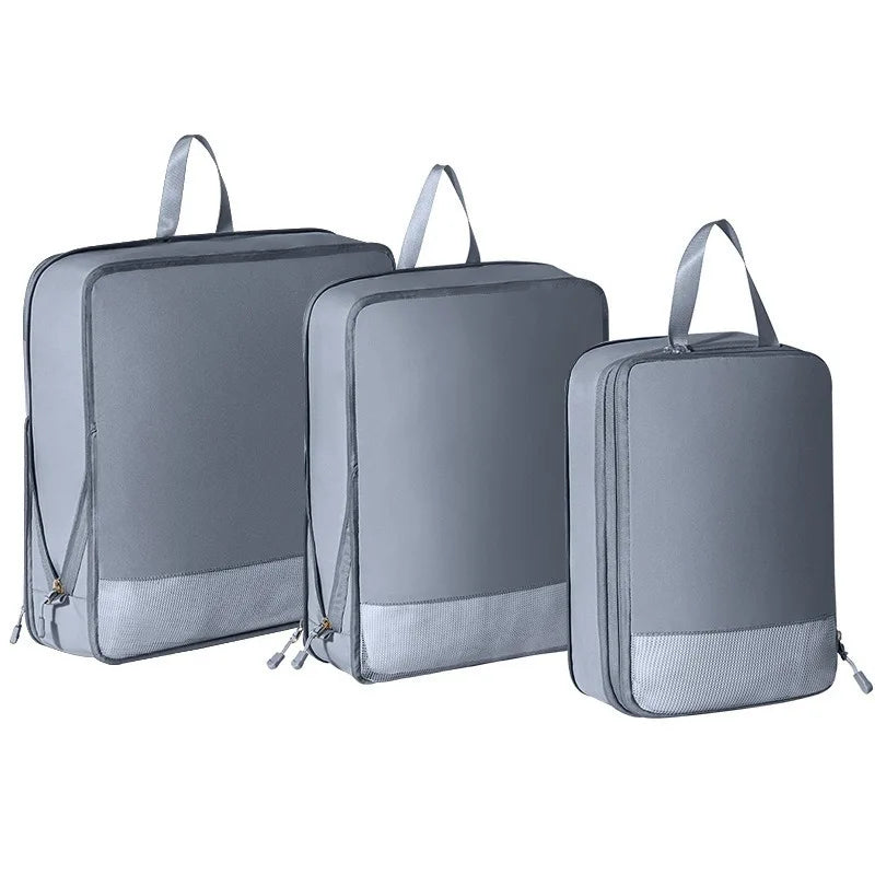 Compression Packing Cubes 3PCS Set Waterproof Travel Suitcases Organizer Packing Cubes Women Travel Clothes Luggage Organizer