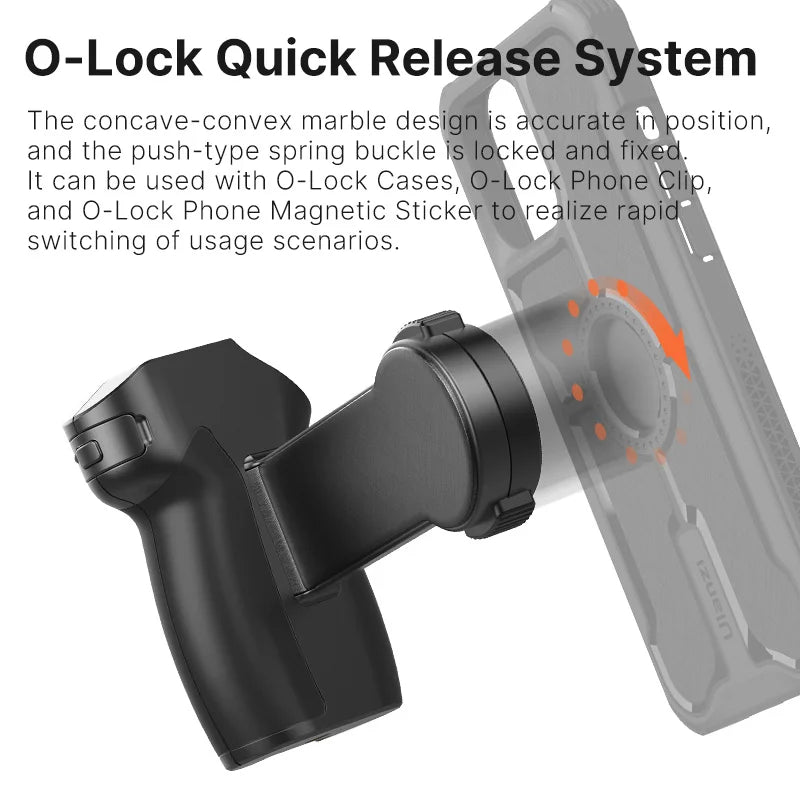 Ulanzi O-LOCK Bluetooth Selfie Handle for iPhone 14 13 12 Series Android Smartphone Quick Release System